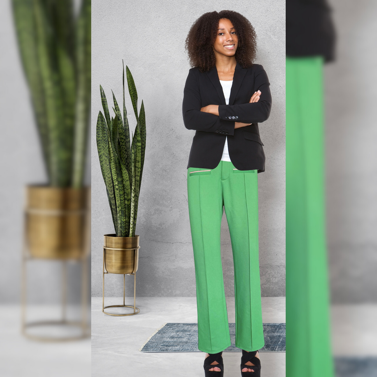 Green Pants with Seam and Pockets