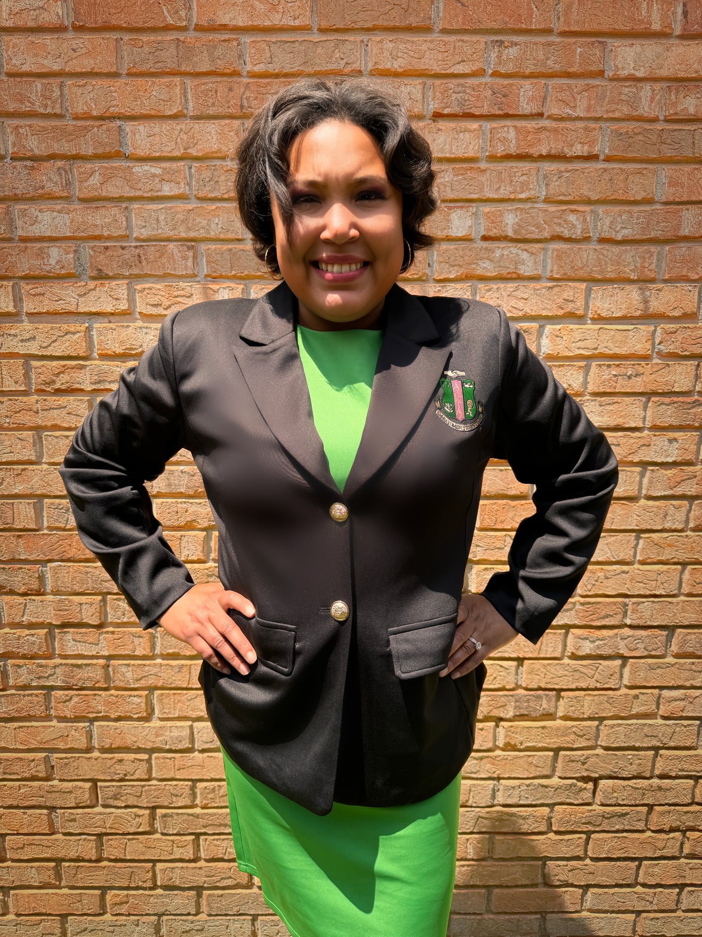 Black Solid Blazer with Shield