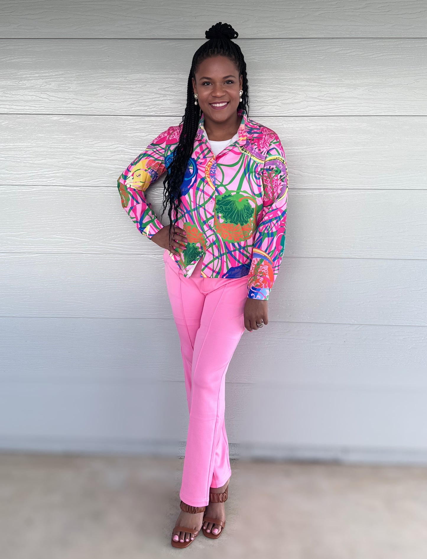 Color Explosion Button Down Top