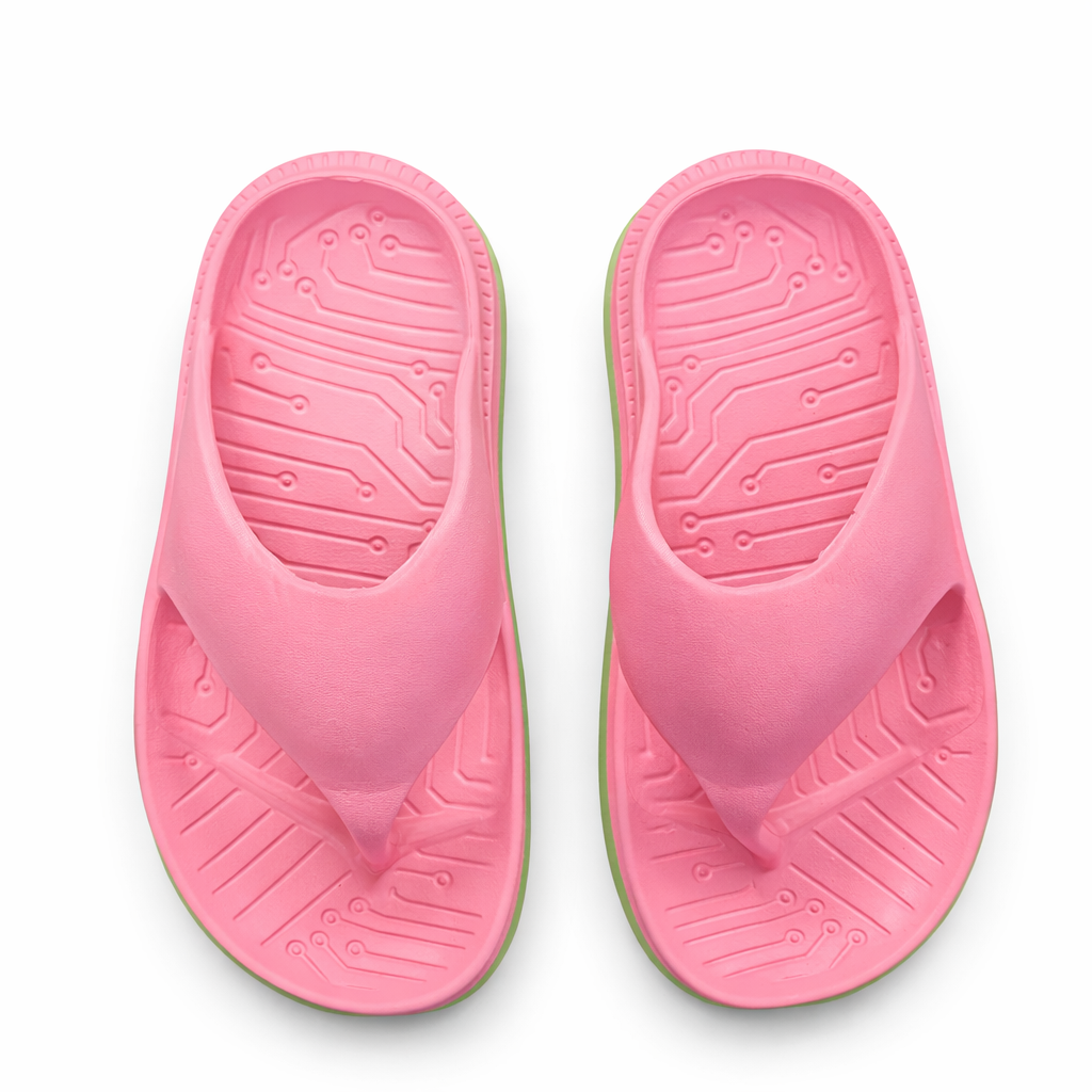 Pink and Green Flip Flops