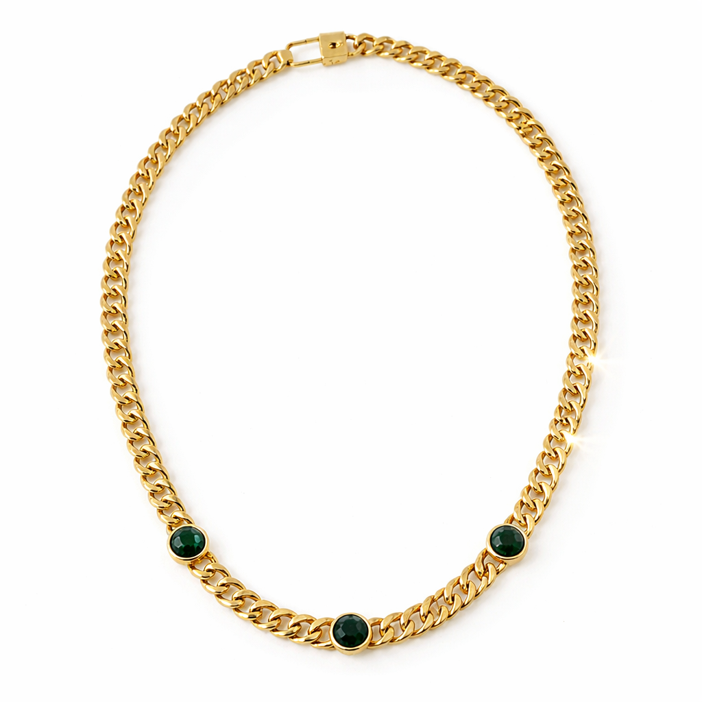 Green Gem Luxe Gold Chain