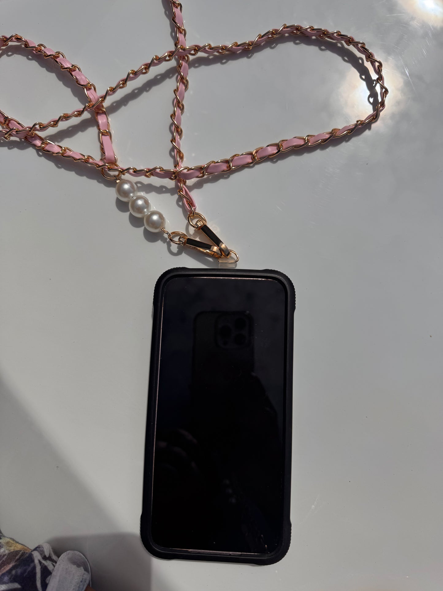 Detachable Pink & Pearl Cell Phone Strap