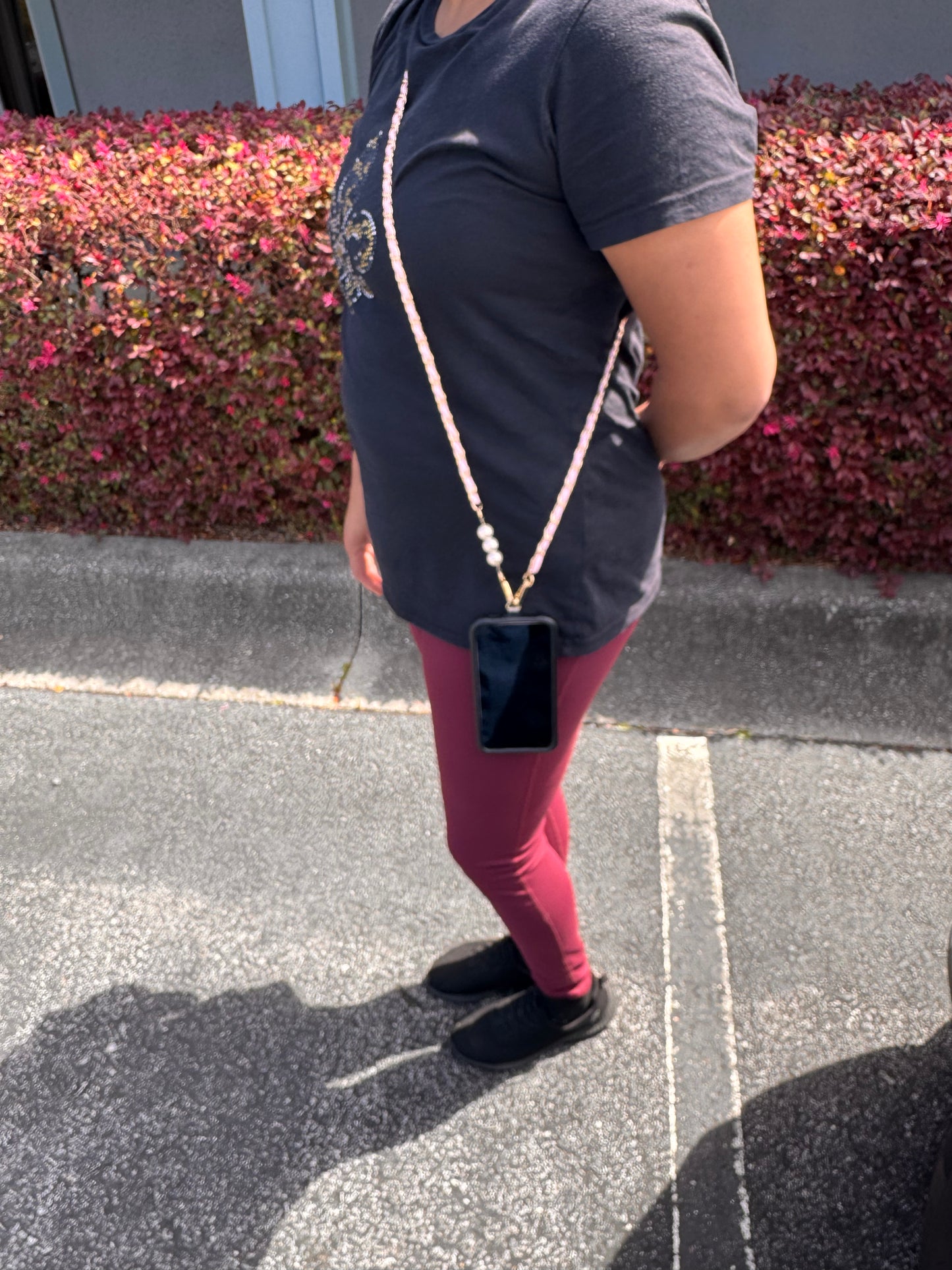 Detachable Pink & Pearl Cell Phone Strap