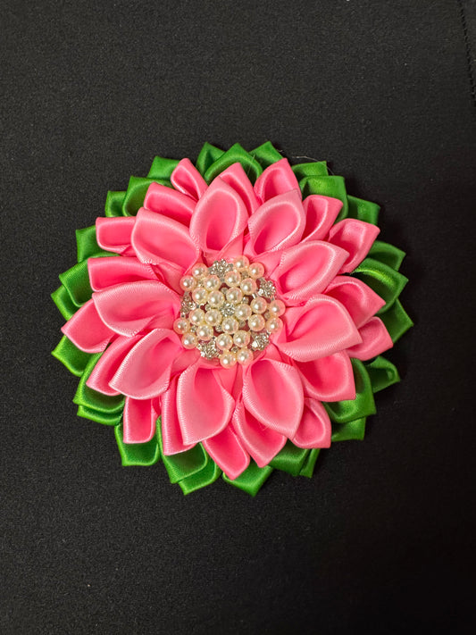 Flower Pin - Pink and Green