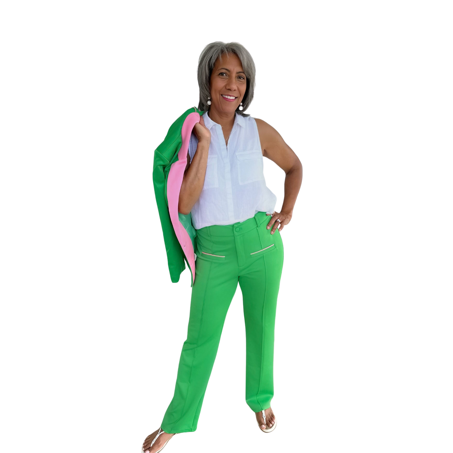 Green Pants with Seam and Pockets
