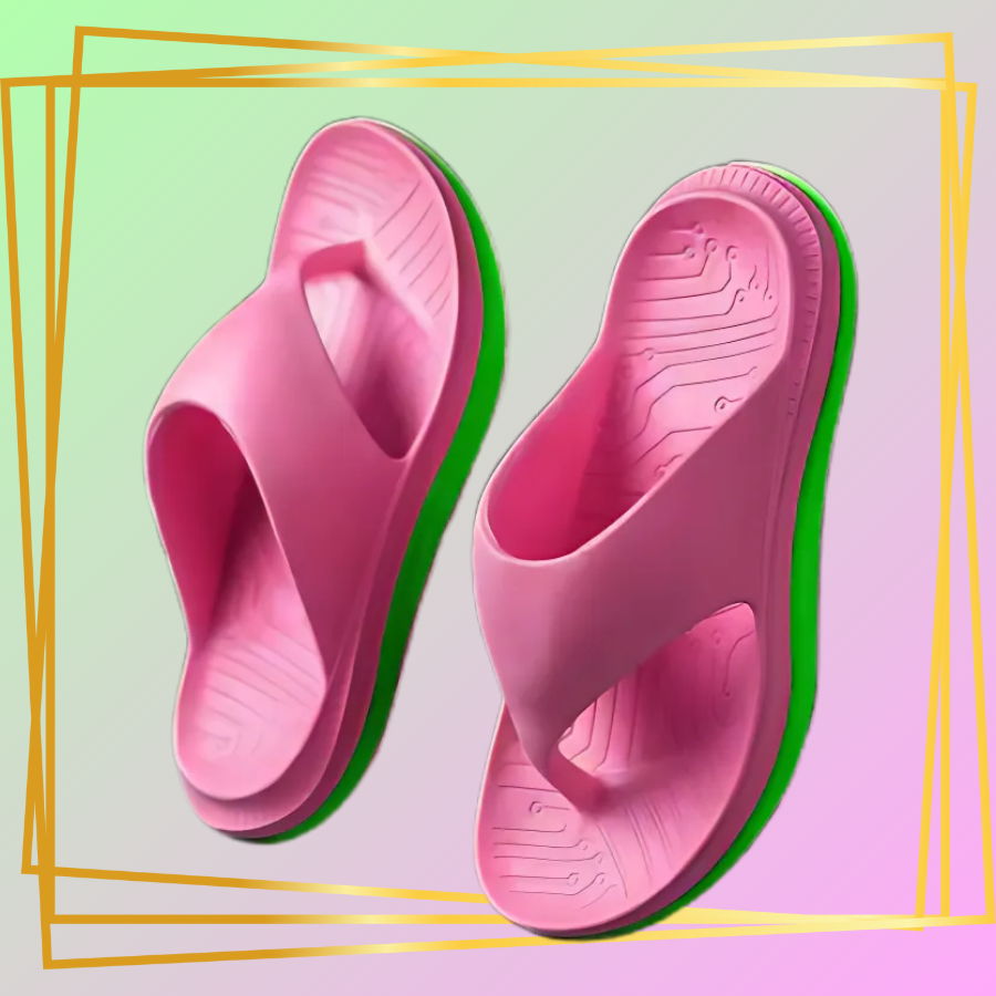 Pink and Green Flip Flops