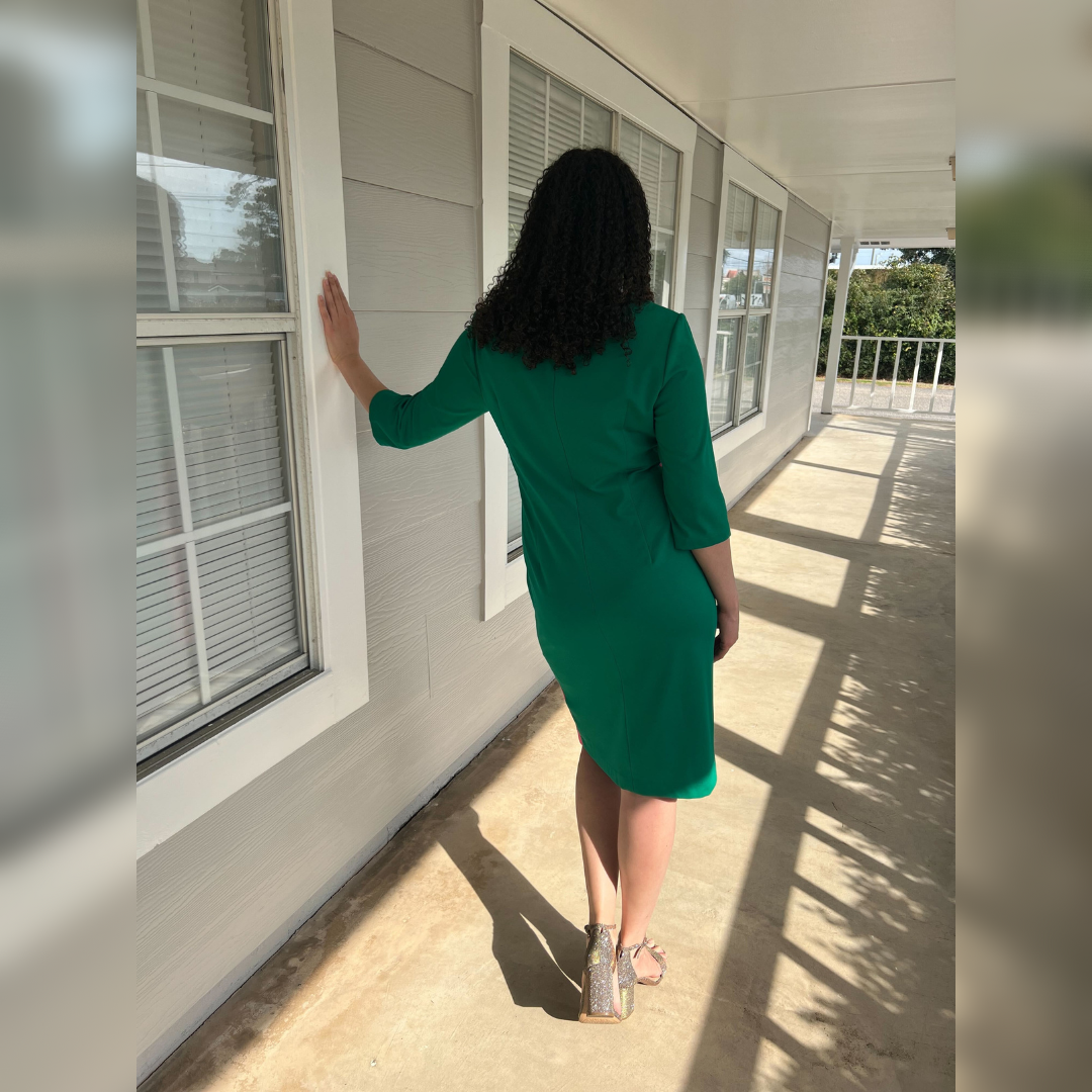 Pink & Green | Green with Pink Swirl Dress