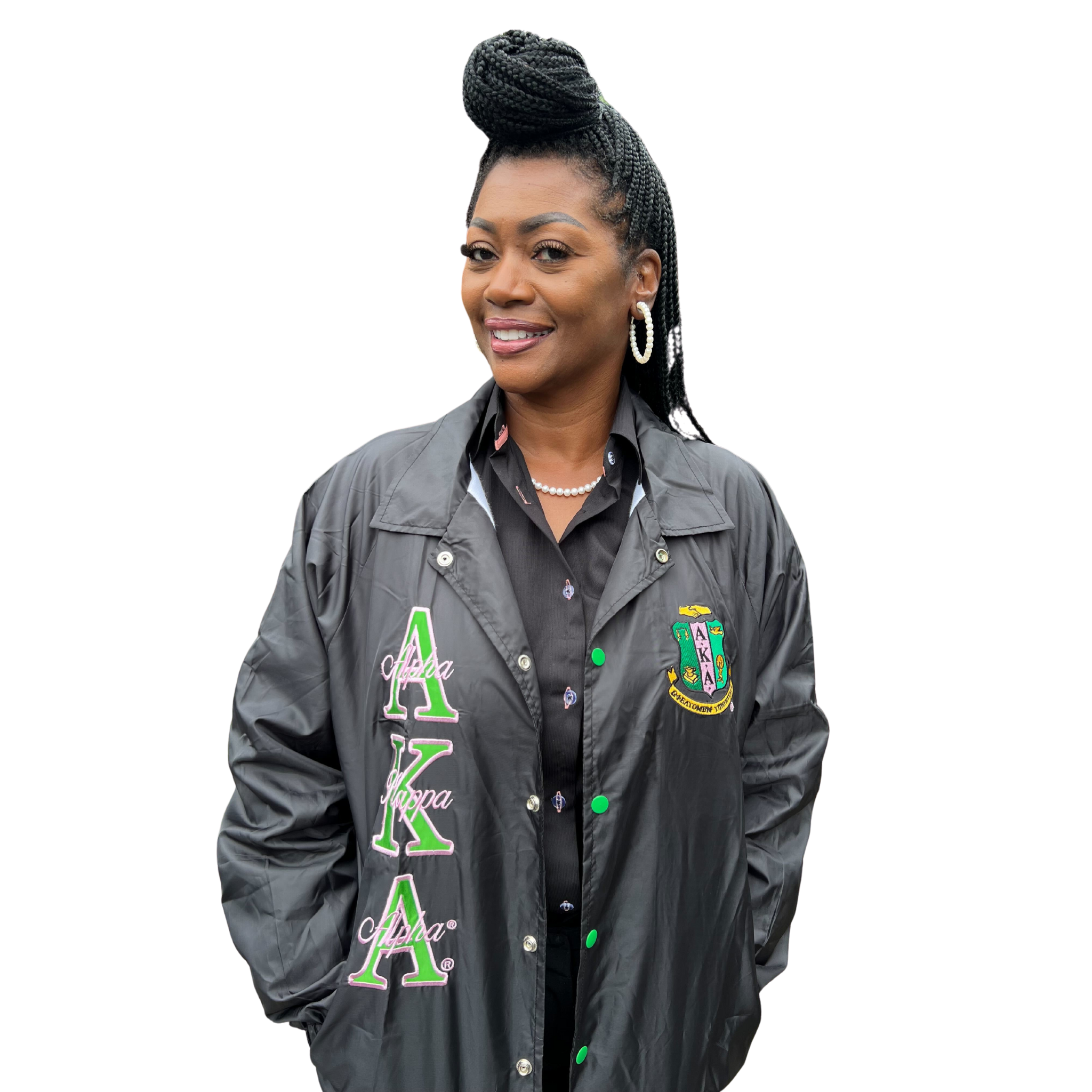 (Custom) Gette Jacket - Alpha Kappa Alpha AKA Sorority (Pink) Baseball Jackets A31 Unisex S Pink