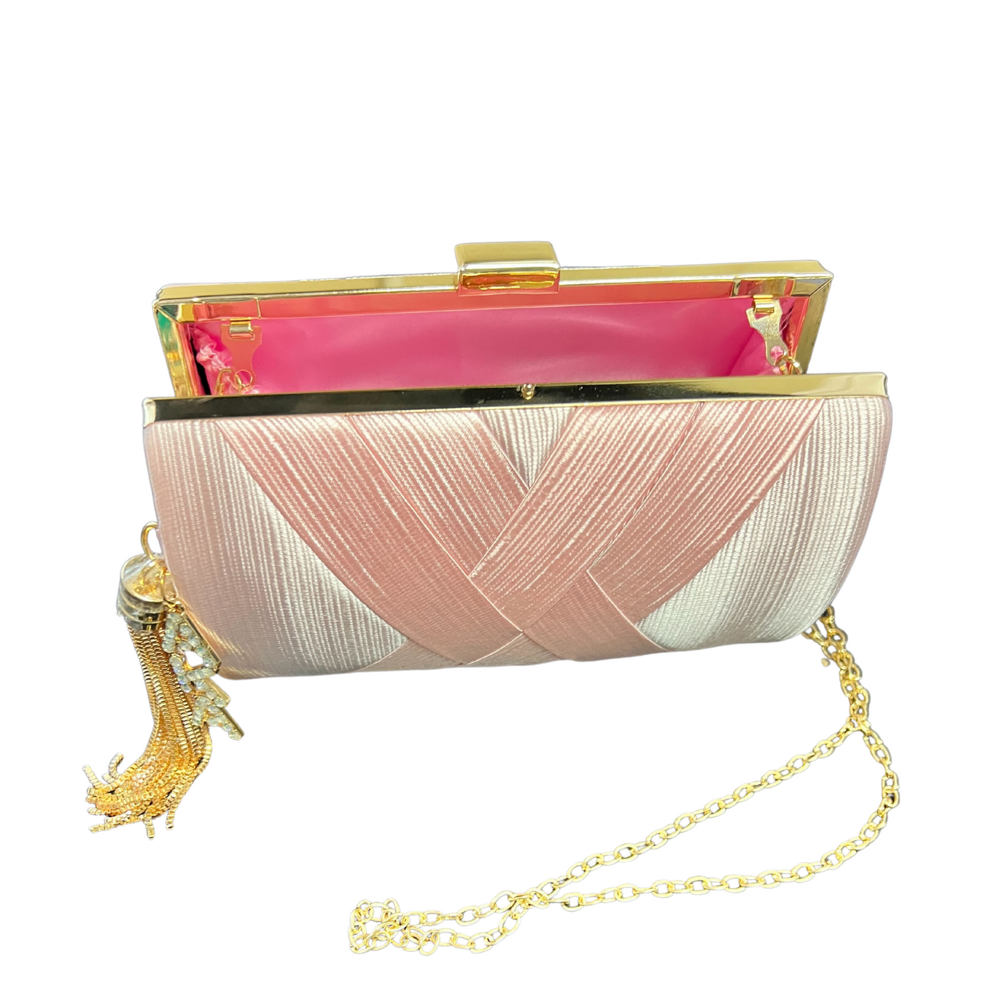 AKA | Pink Evening Bag with Rhinestone Hanger
