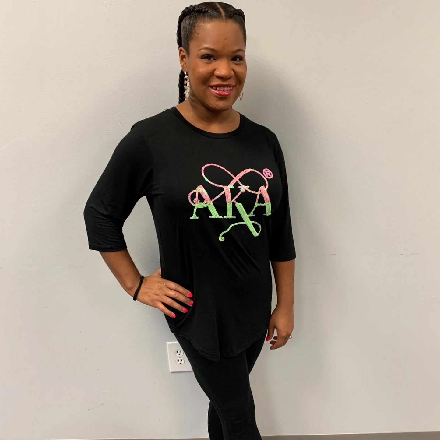 AKA | Sequin Zip Back Shirt