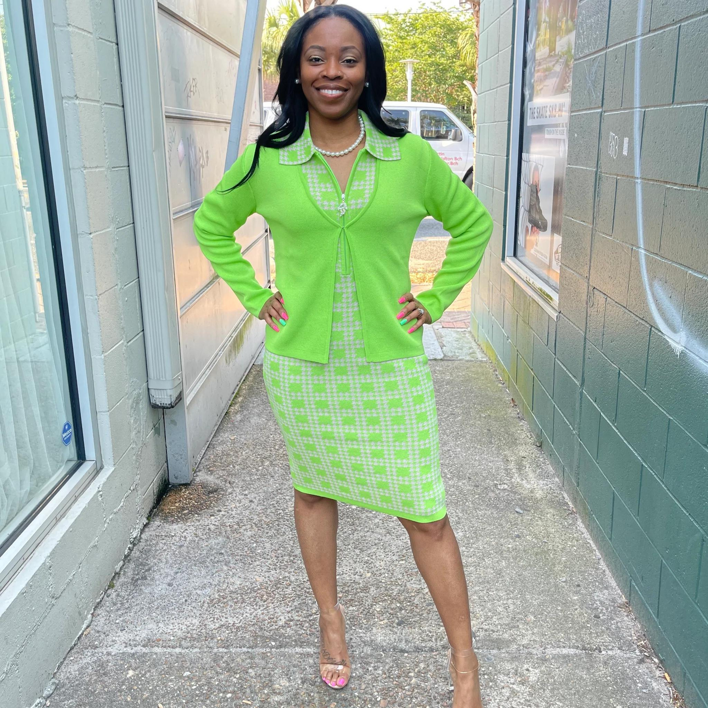 Pink & Green | Sleek Cardigan