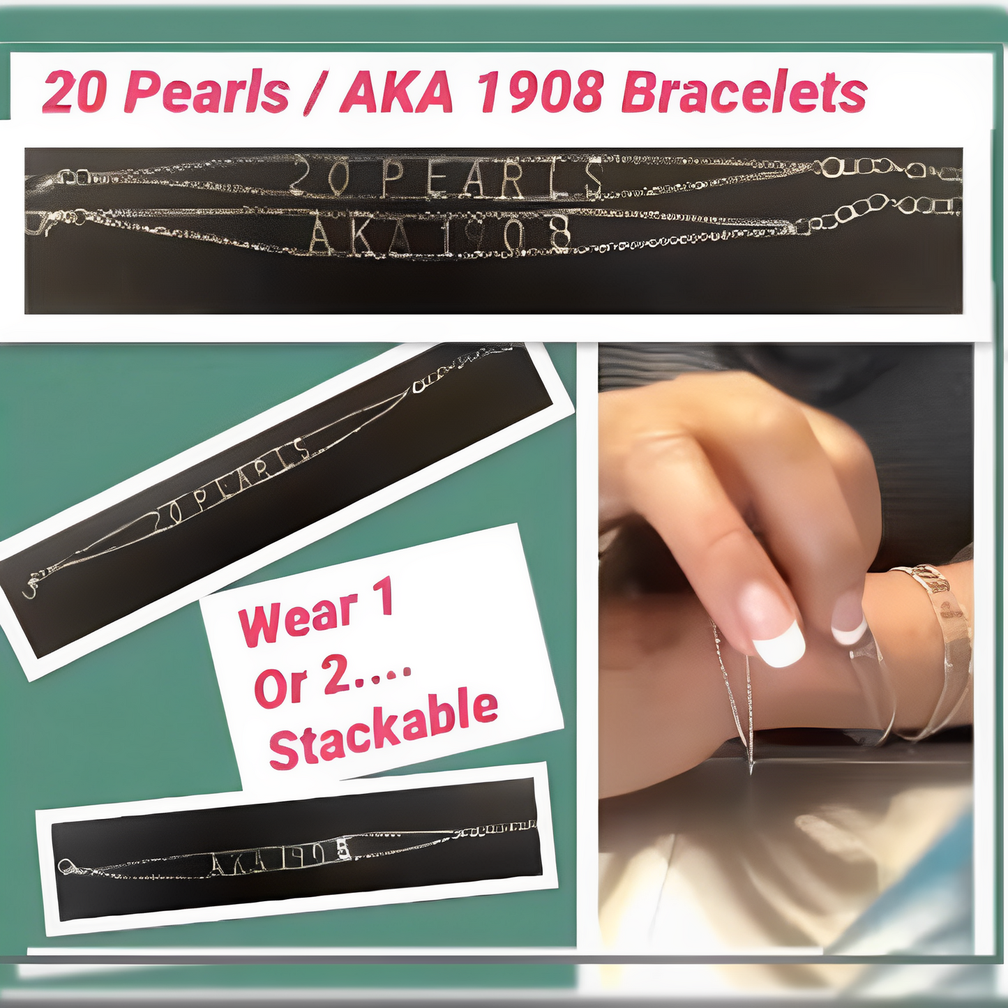 "20 Pearls" Silver Stackable Bracelets