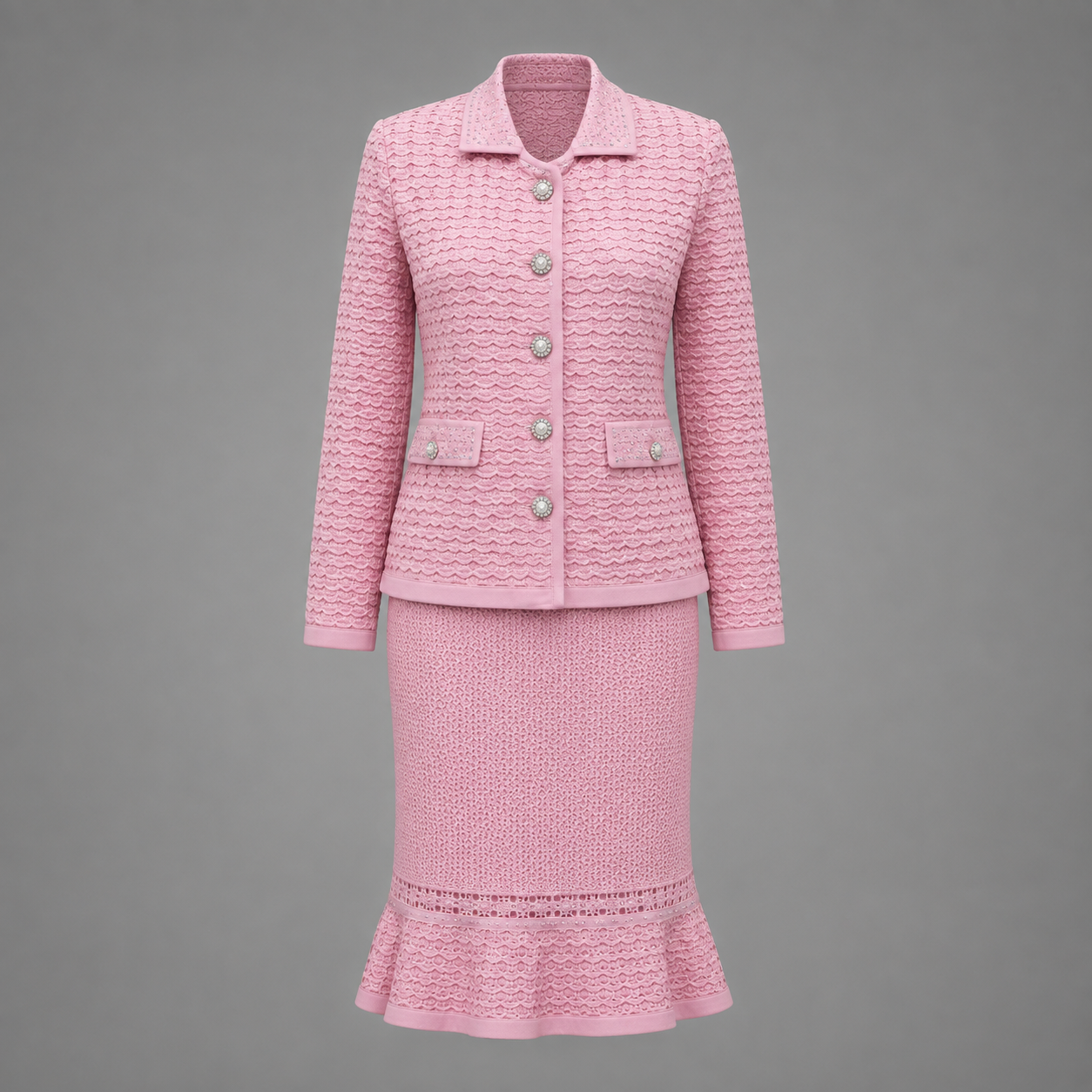 Blush Lace Romance Skirt Suit