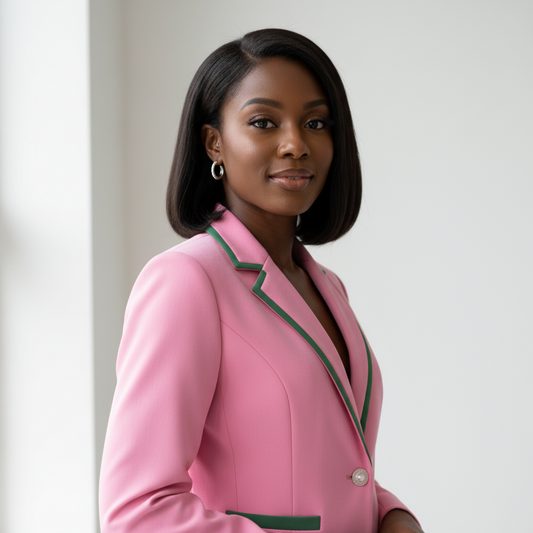 AKA | Pink Blazer with Green Trim