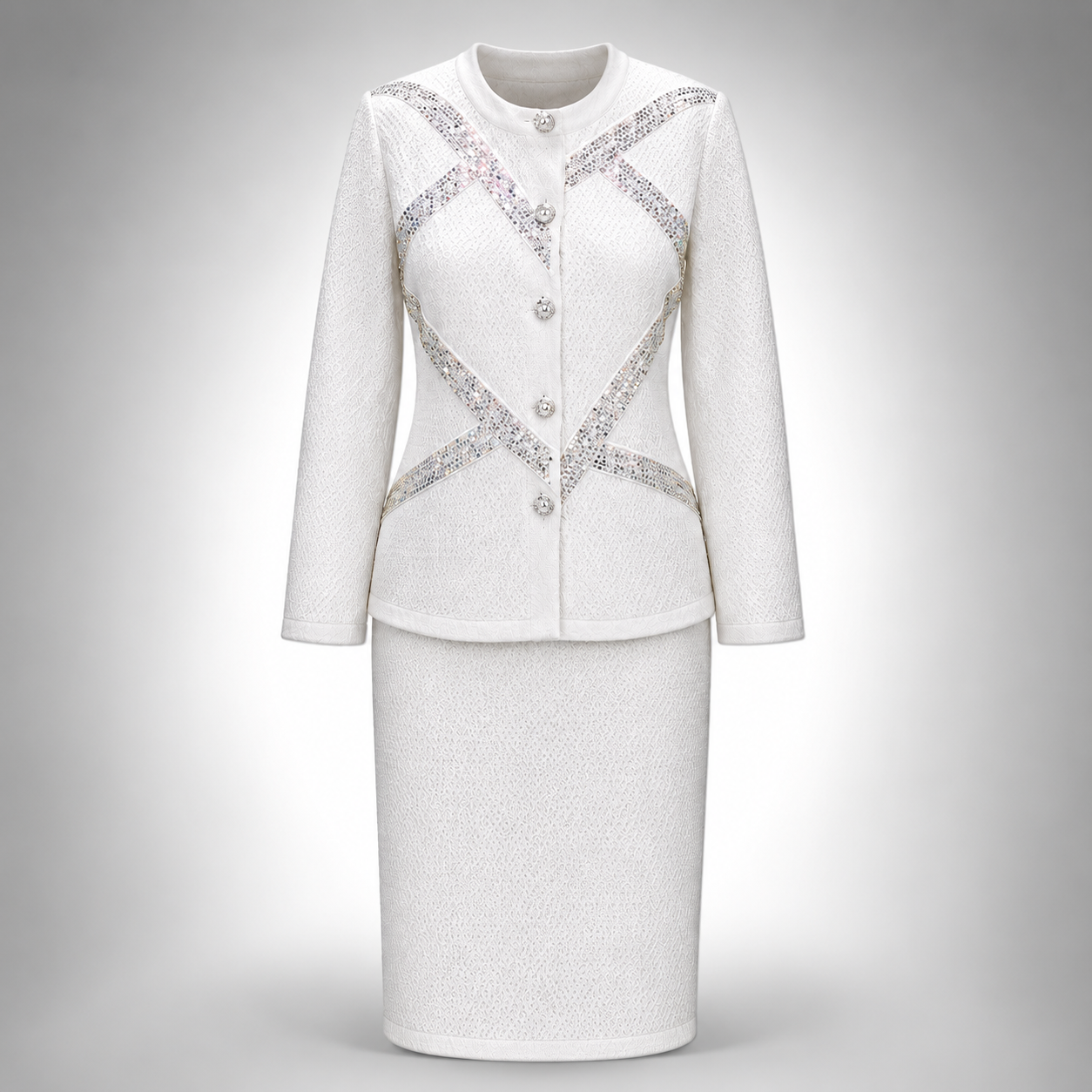 Ivory Radiance Embellished Skirt Suit