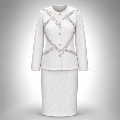 Ivory Radiance Embellished Skirt Suit