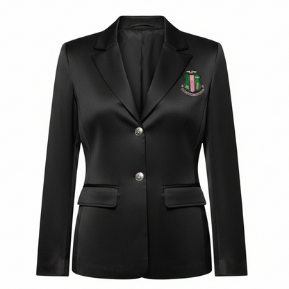 AKA | Black Solid Blazer with Shield