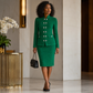 Emerald Crown Button Skirt Suit