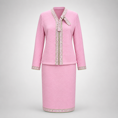 Pink & Green Signature Bow Skirt Suit