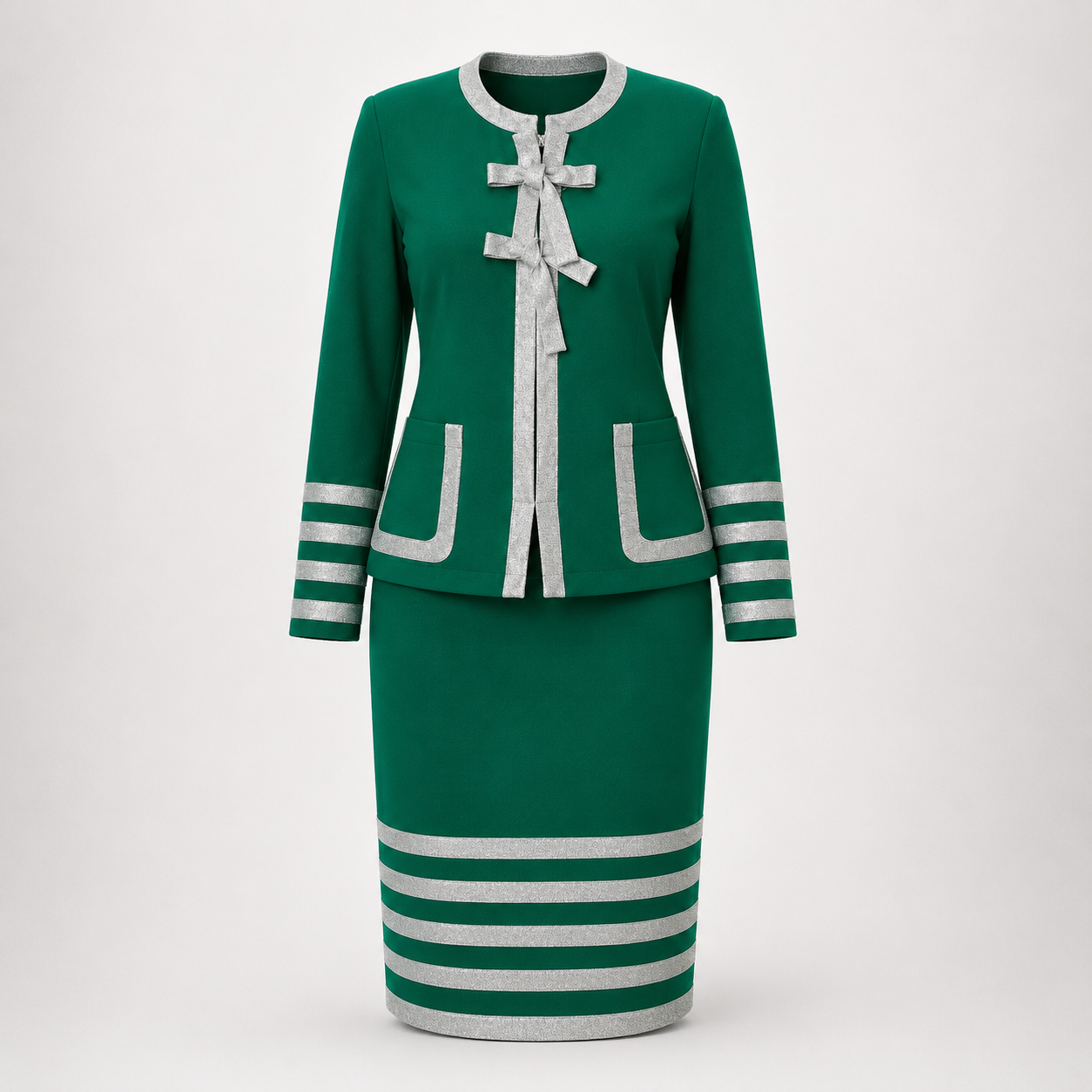 Emerald Executive Bow Skirt Suit