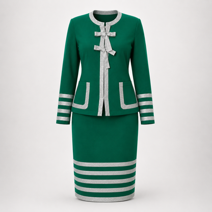 Emerald Executive Bow Skirt Suit