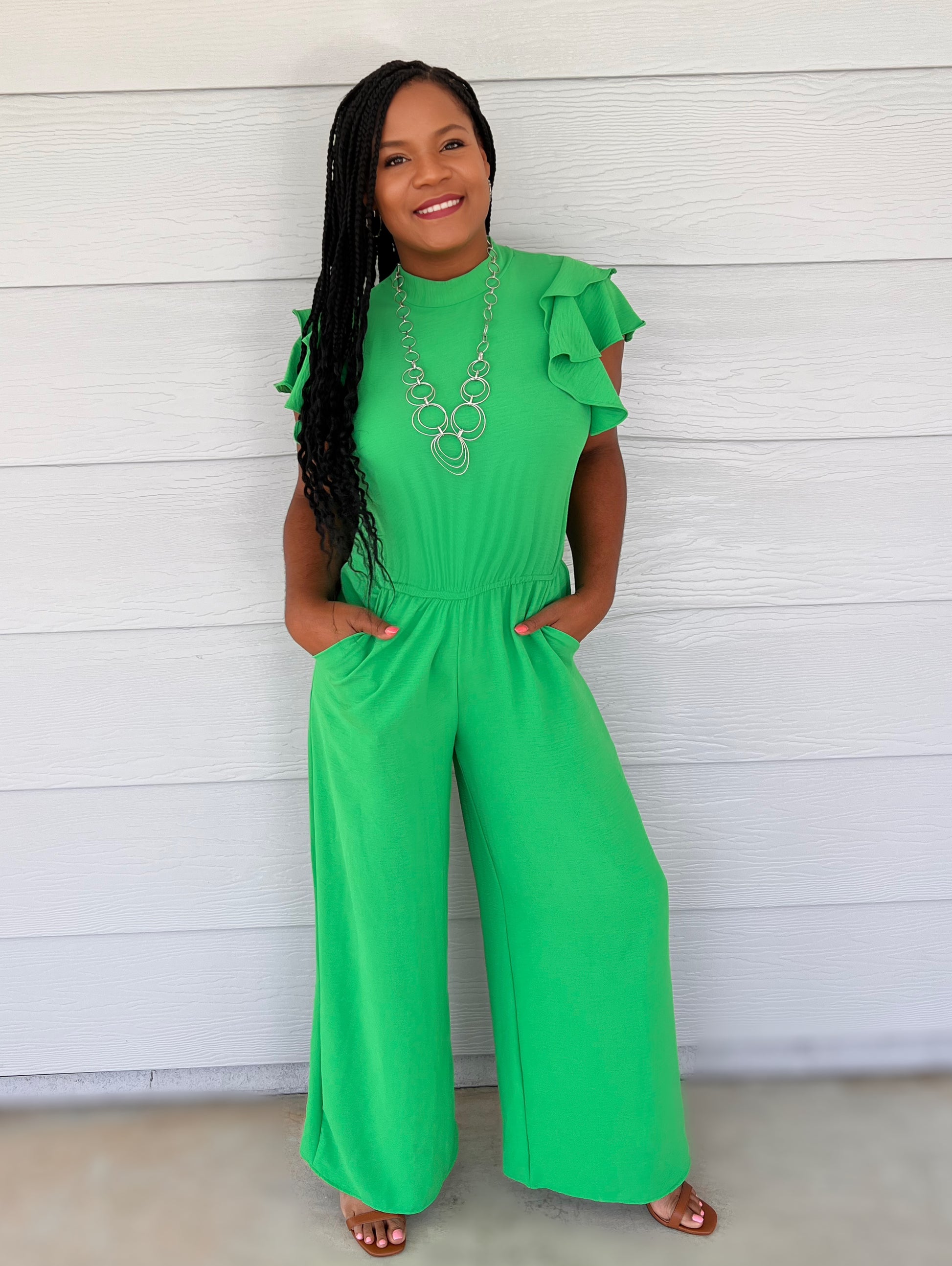 Pink & Green | Green Jumpsuit – Pink and Unique