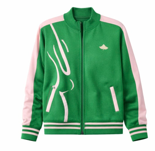 Green & Pink Knit Bomber Jacket