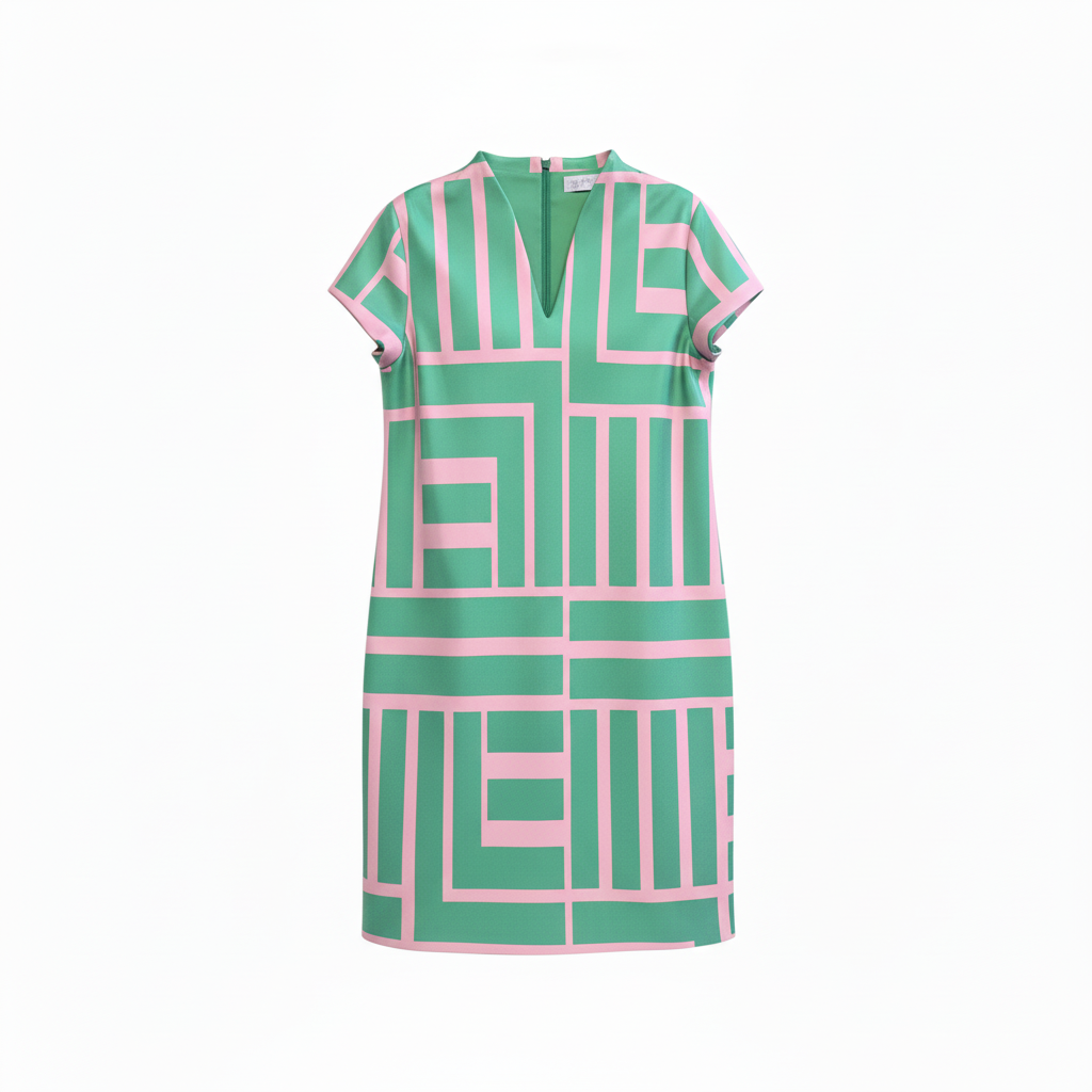 PRE-ORDER | Green and Pink Block Dress
