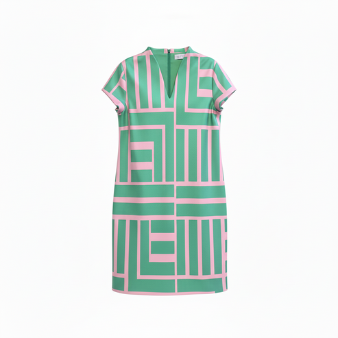 Green and Pink Block Dress – Pink and Unique
