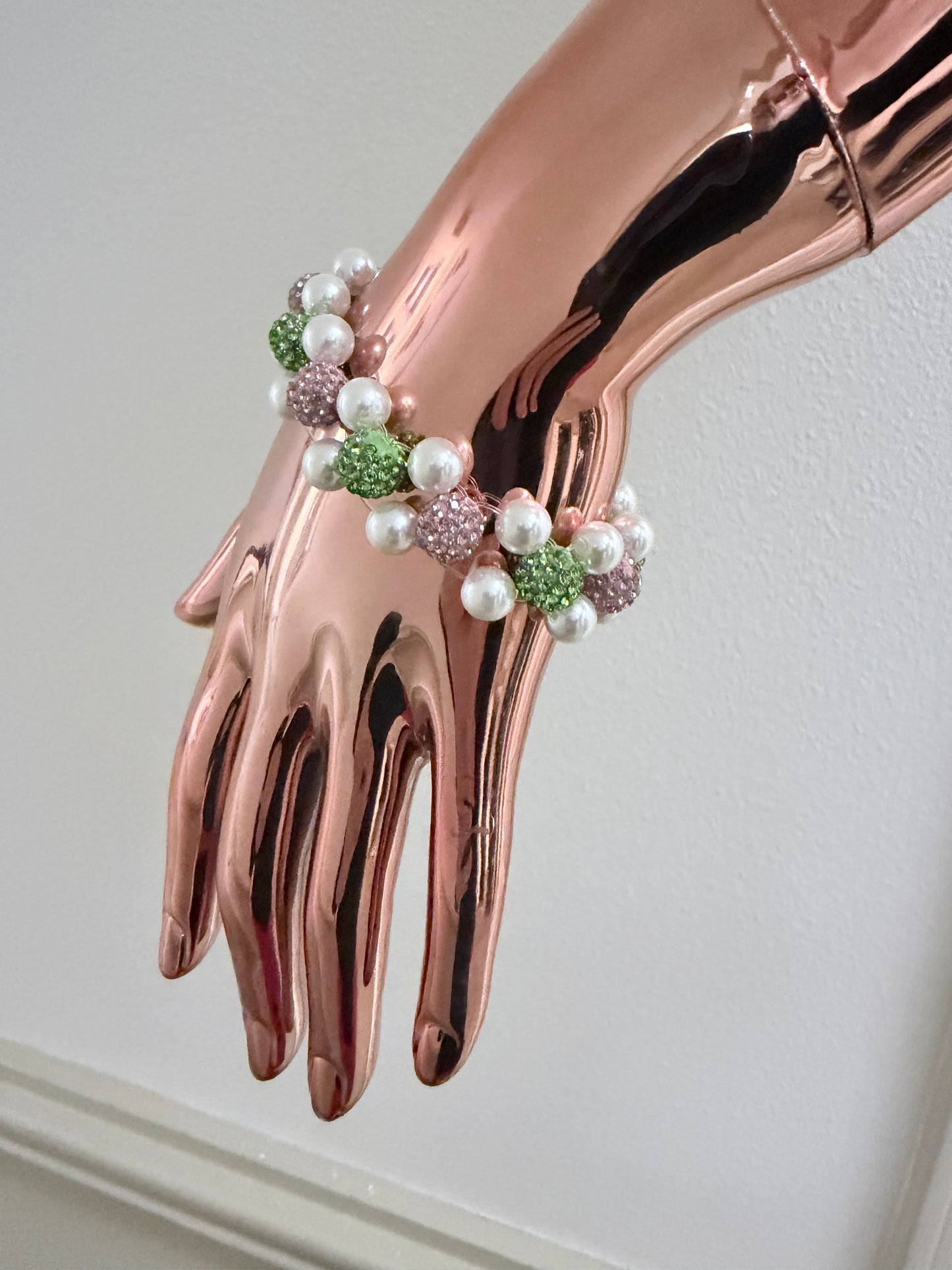 Pink, Green and Pearl Bracelet