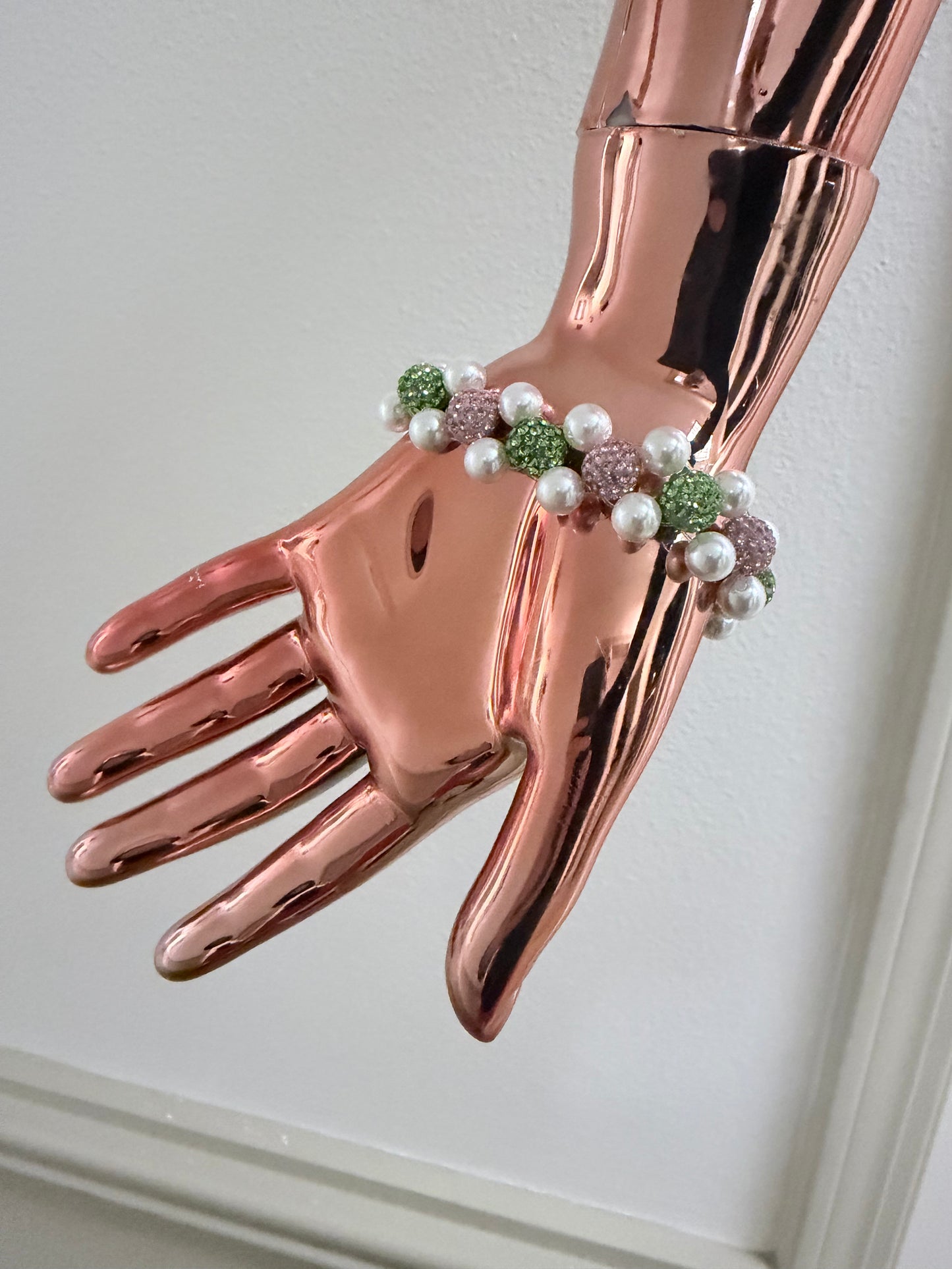 Pink, Green and Pearl Bracelet