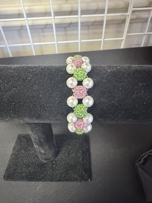 Pink, Green and Pearl Bracelet