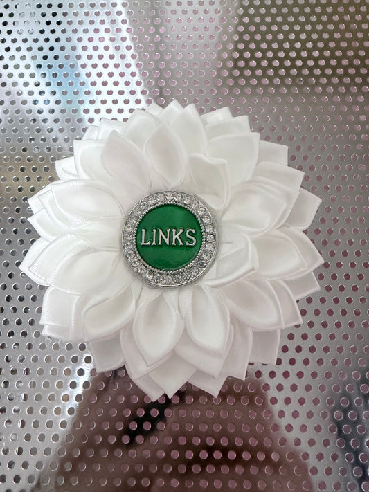 Links Flower Pin - White and Green