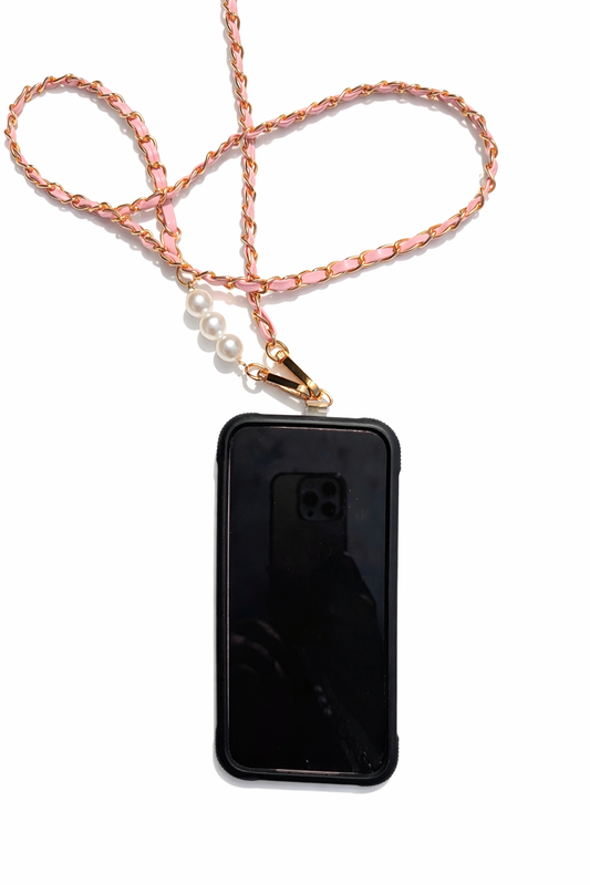 Detachable Pink & Pearl Cell Phone Strap