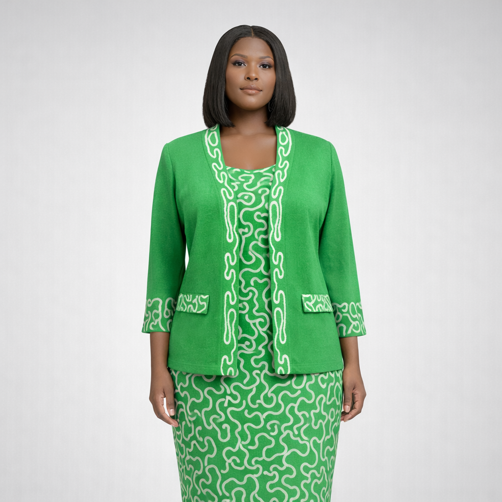 Pink and Green Swirl Knit Suit