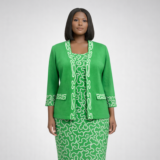 Pink and Green Swirl Knit Suit