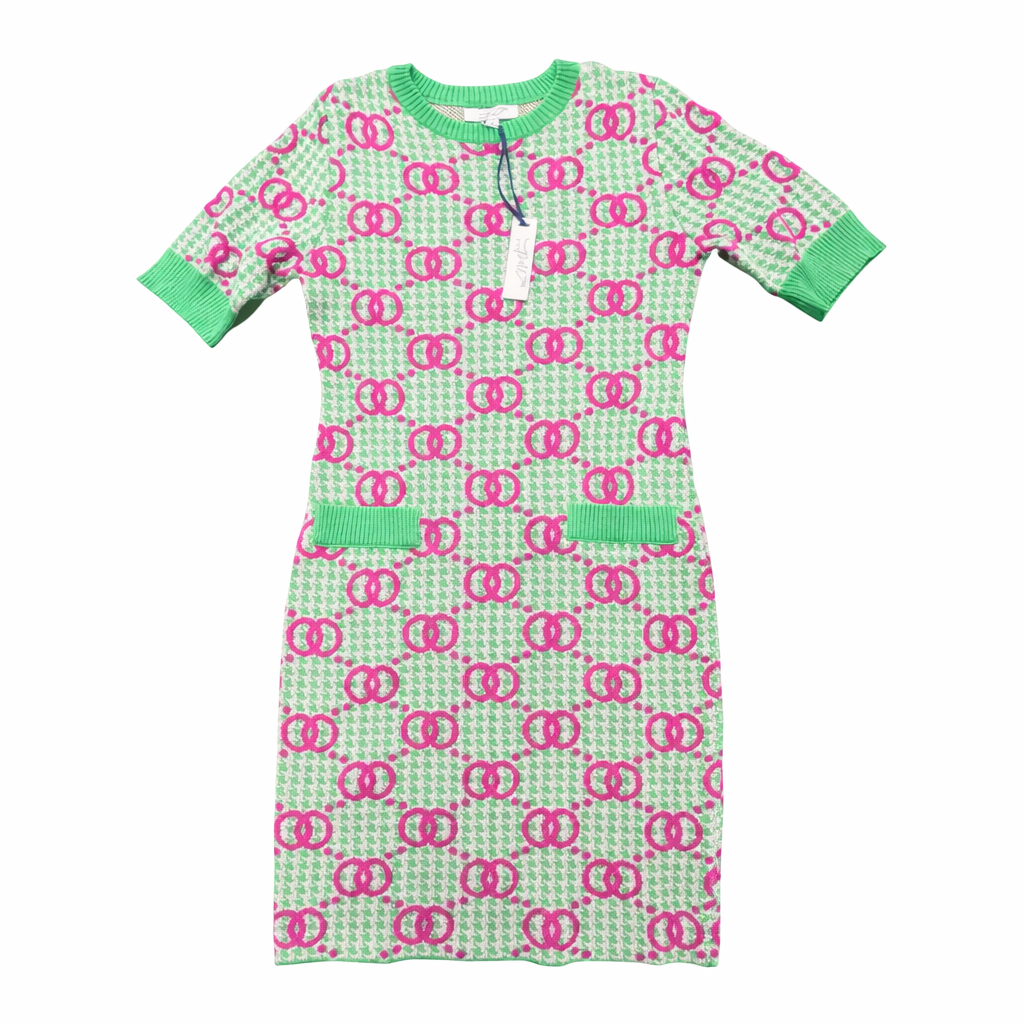 Plaid Pink Chain Knit Dress