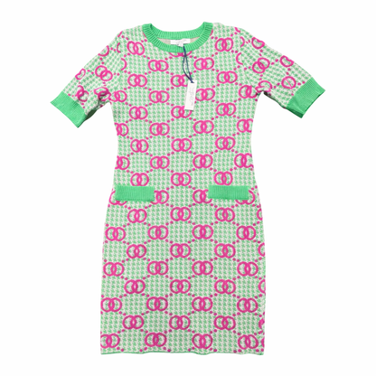 Plaid Pink Chain Knit Dress