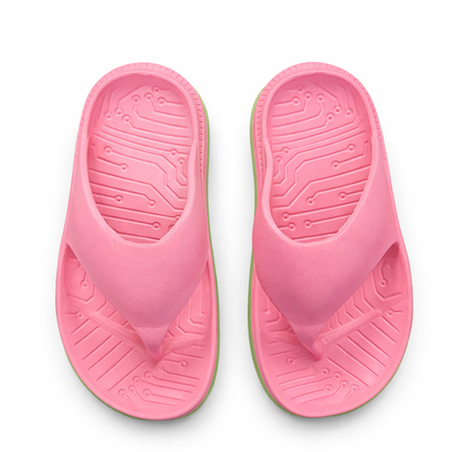 Pink and Green Flip Flops