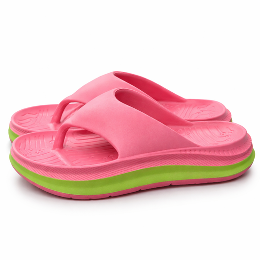Pink and Green Flip Flops