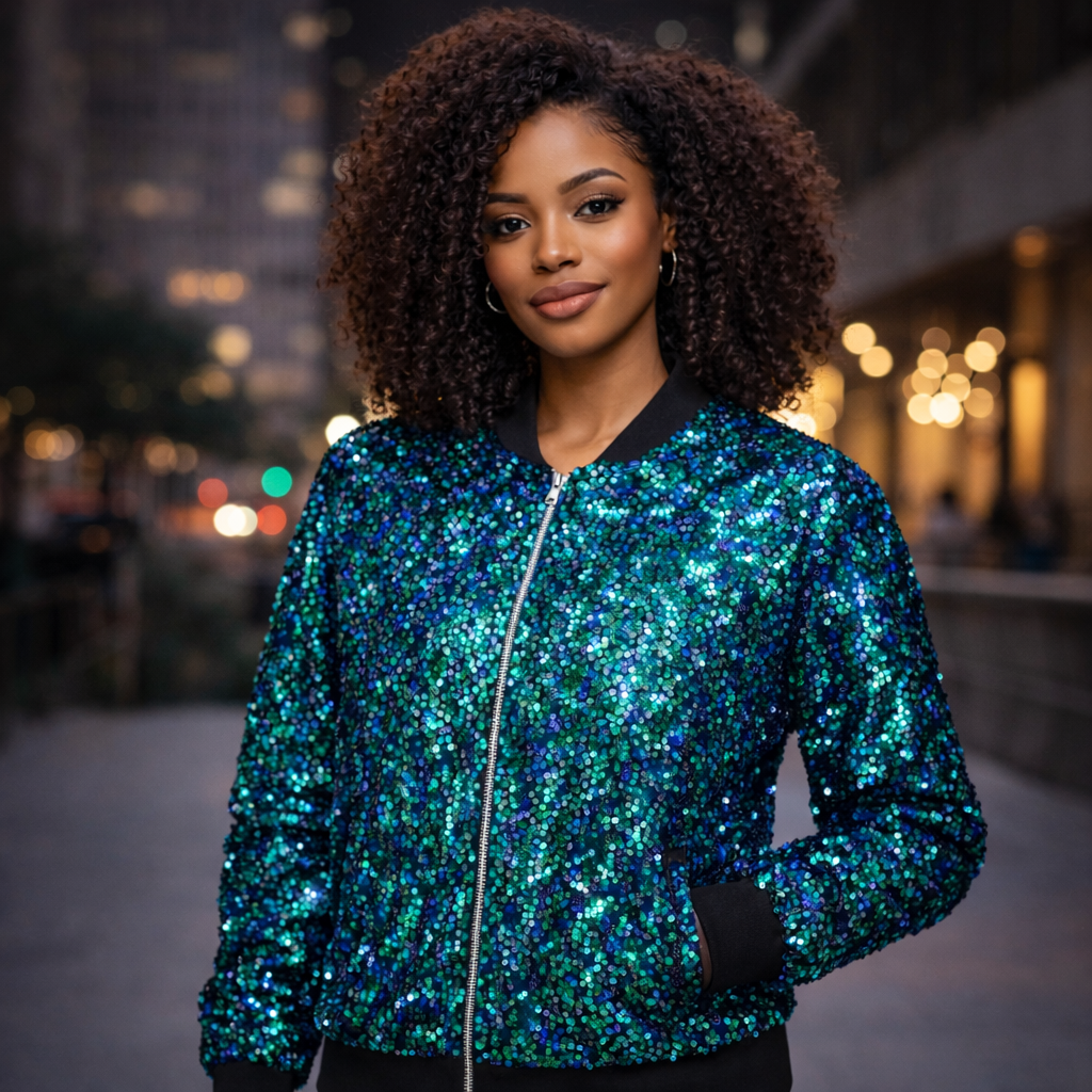 Sequin Bomber Jacket