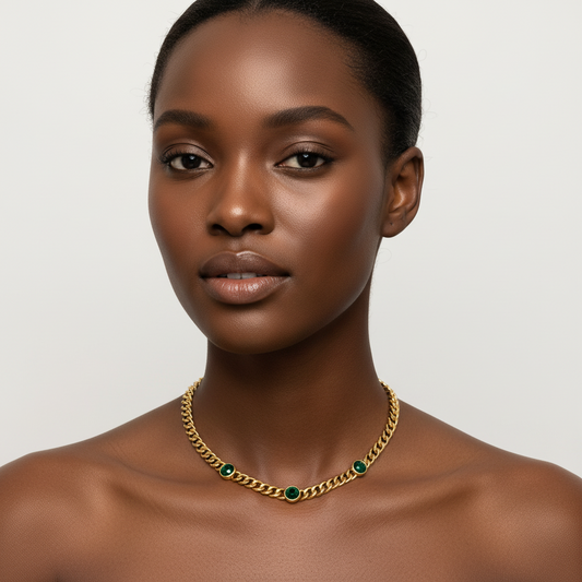 Green Gem Luxe Gold Chain