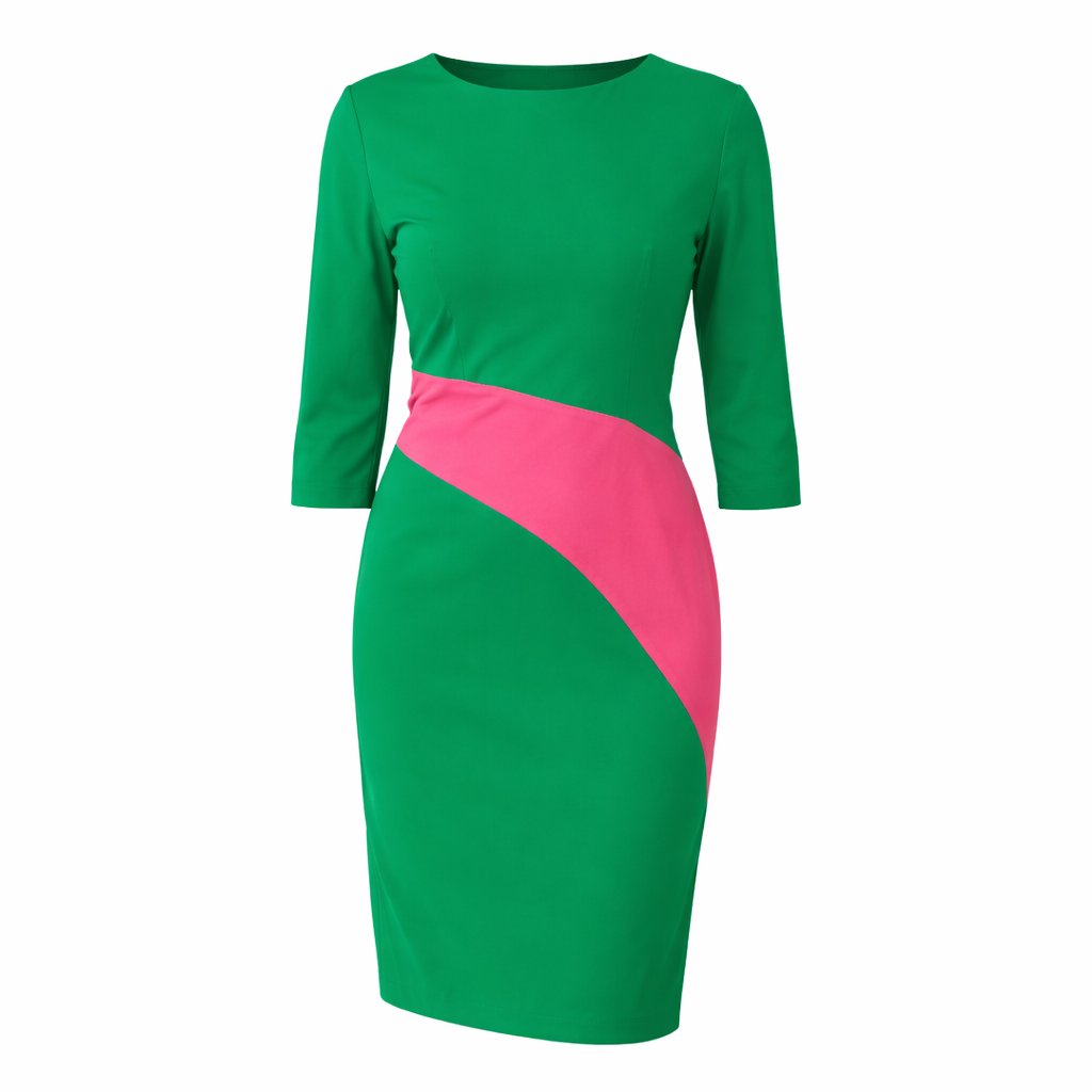 Pink & Green | Green with Pink Swirl Dress