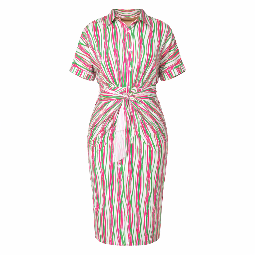 Button Down Ruched Shirt Dress