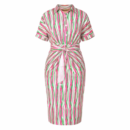 Button Down Ruched Shirt Dress