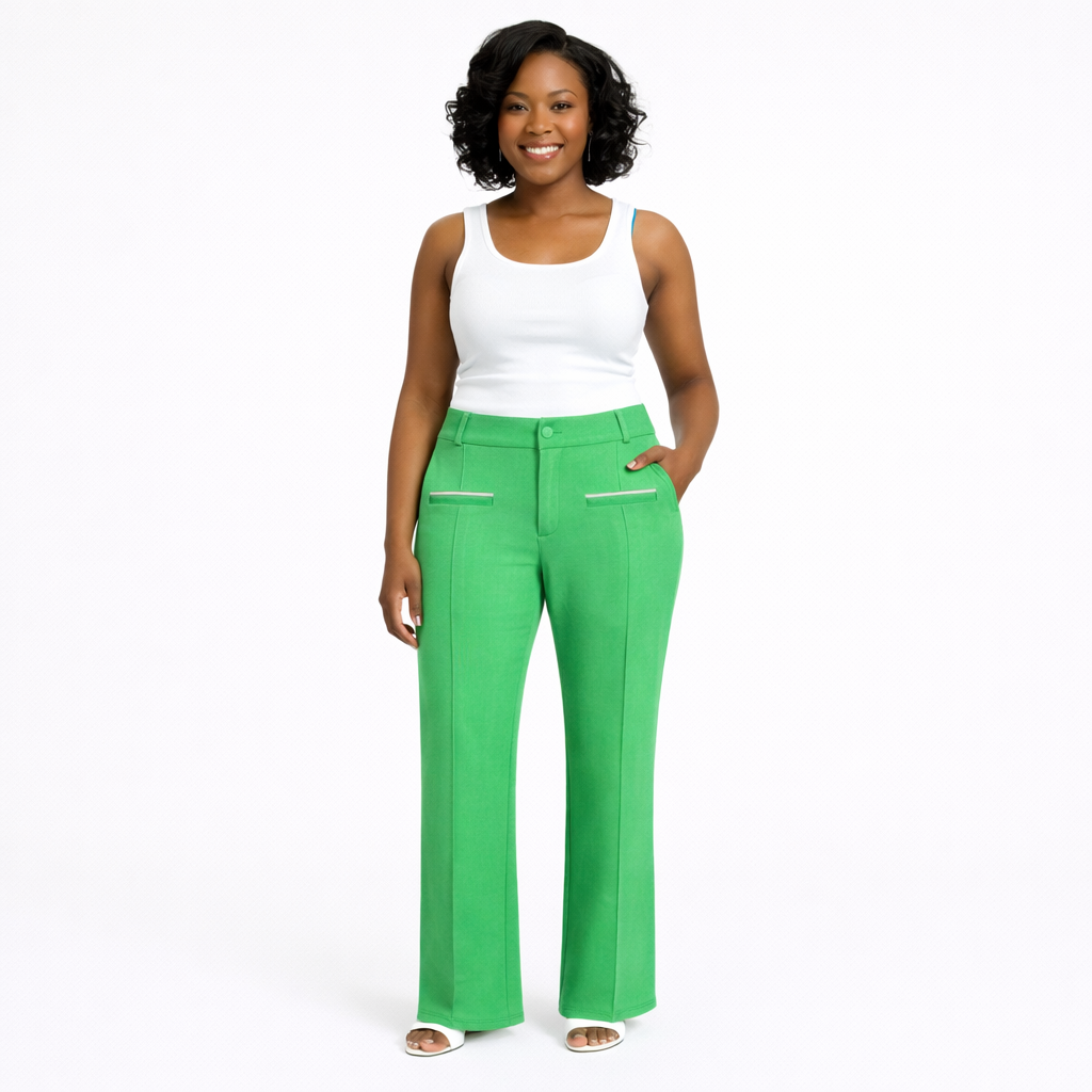Green Pants with Seam and Pockets