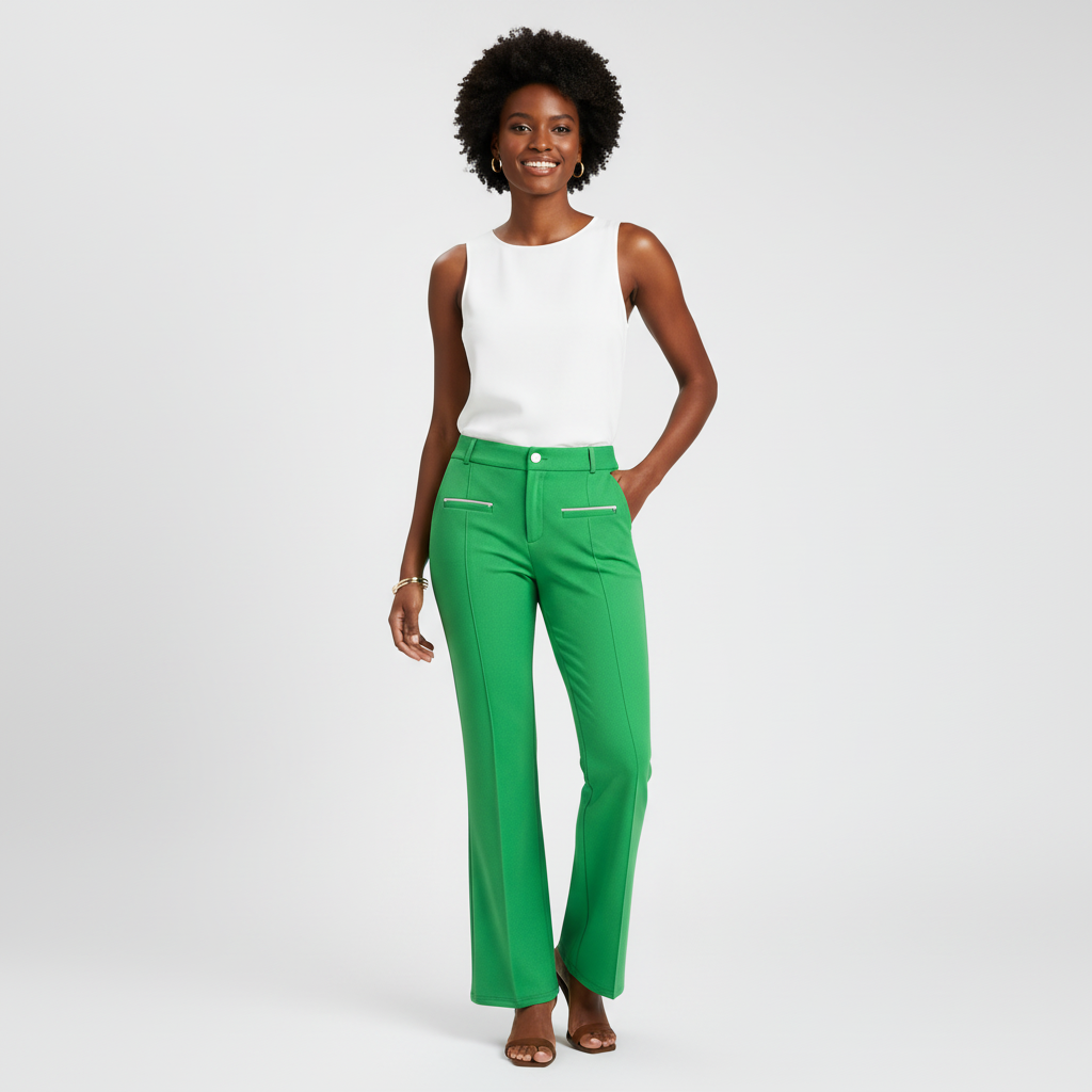 PRE-ORDER | Green Pants with Seam and Pockets