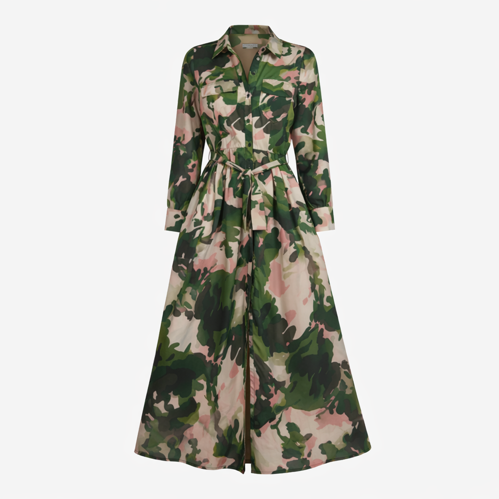 Pink & Green Camo Maxi Dress