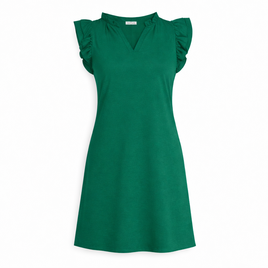Green Fluter Sleeve Dress