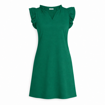 Green Fluter Sleeve Dress